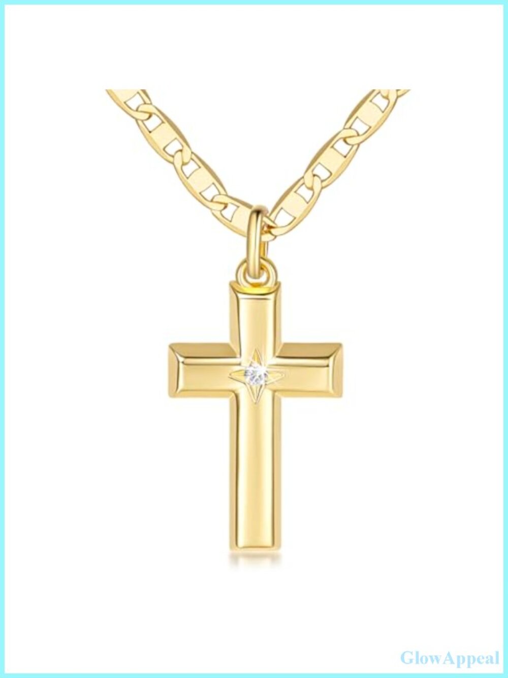 14k Gold Plated CZ Cross Necklace for Women Dainty Pendant